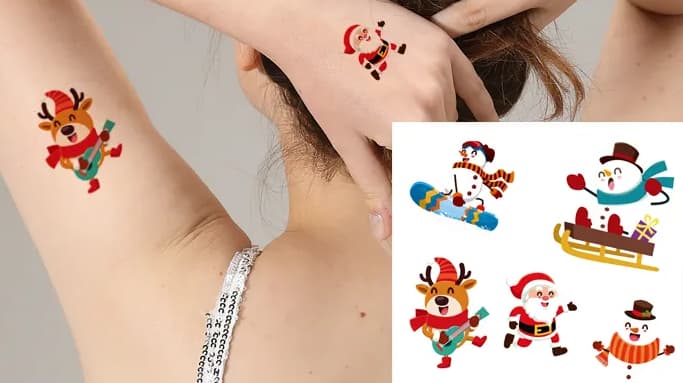 Temporary Tattoo Sticker Printing Christmas Sample